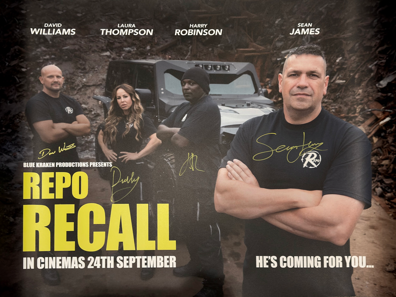 Original Repo Recall cinema poster signed by the whole crew, supplied unframed